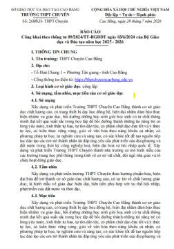 BÁO CÁO Công khai theo thông tư 09/2024/TT-BGDĐT ngày 03/6/2024 của Bộ Giáo dục và Đào tạo năm học 2025 - 2026